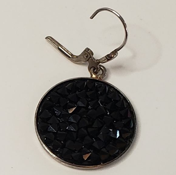 Sterling Silver Swarovski Black Crystal Earrings - Picture 6 of 7